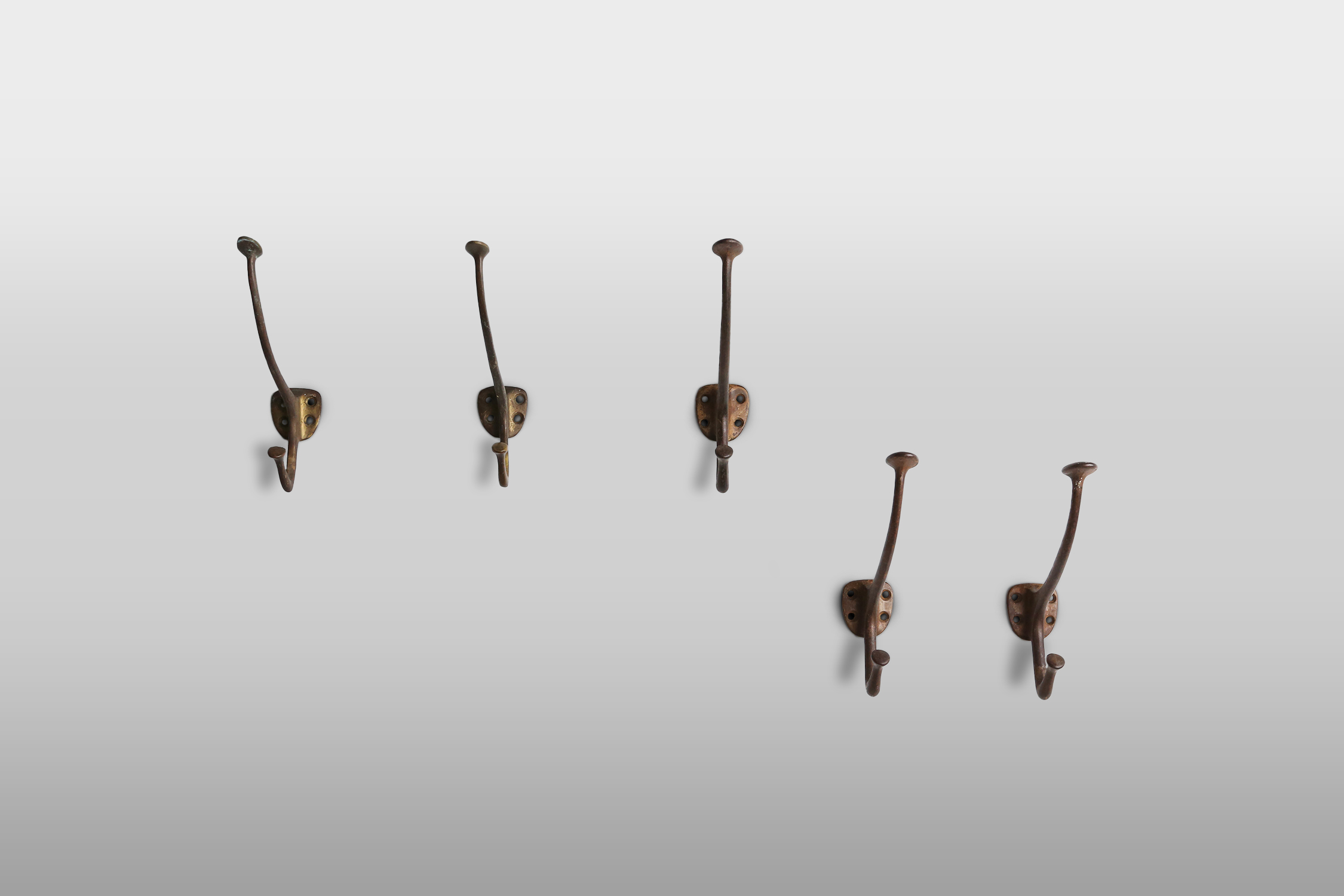 Set of 6 Jugenstill brass wall hooks by Adolf Loos, Austria 1916thumbnail